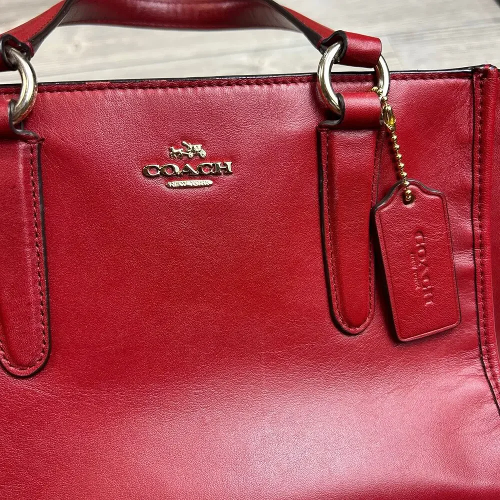 Coach Mini Crosby Carryall Red Pebble Leather Bag NWT - Picture 3 of 9